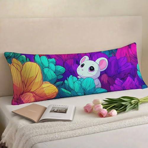 Kissenbezug 40x140 Karikatur Seitenschläferkissen Bezug Niedlich kissenbezüge, Side Sleeper Pillow Samt Verbessern Sie Schlafqualität Doppelseitig Drucken langes Kissen für Sofa Schlafzimmer w-1571