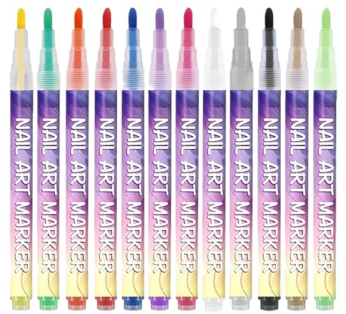 Marcadores Para Uñas Herramientas De Manicura 3D Con 12 Colores | Pincel Para Diseño De Uñas Con Y Línea Para Casa Salón Viaje Sesión De Fotos Boda Cumpleaños Navidad