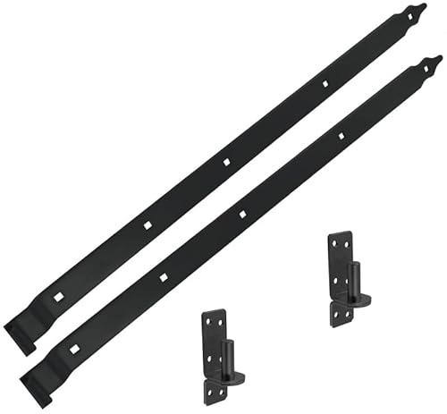 DMX - Ladenband mit Kloben - Torband 2er Set 800x11x40x5,0 mm - Rolle Ø 16 - Scharniere Schwerlast - Ladenbänder - Scharniere für Gartentor Holz Tore - Türscharniere - Türband - Klobenhalter