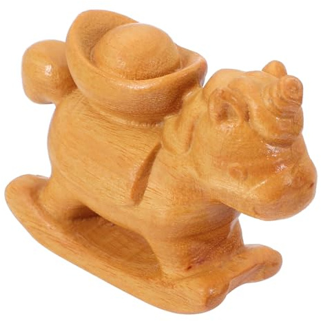 Alipis Statue de Cheval Sculptée la Main en Bois de Santal Doré, Petite Figurine Décorative du Zodiaque Chinois pour Nouvel an 2026, Ornement de Table Amulette et Présent Symbolique
