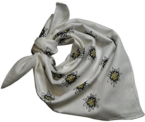 Alpin-Trachten Trachtentuch Halstuch Edelweiss Baumwolle AT-21 (creme-weiß)