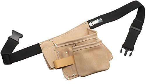 Cutting Line Werkzeug-Gürteltasche - 6 Taschen - Aus Leder - Robust - Langlebig - Chrome VI frei / Werkzeugtasche mit Gürtel / Werkzeuggürtel / Gürteltasche mit Hammerhalter / Nageltasche / 4540070 | Aus Leder - Robust - Langlebig - Chrome VI frei