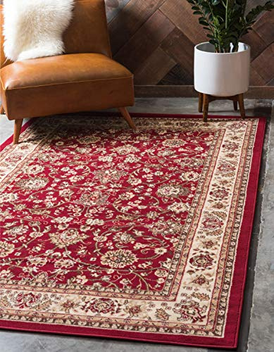 Unique Loom Sialk Hill Collection Area Rug - Washington (5' 3 x 8' Rectangle, Burgundy/ Cream)