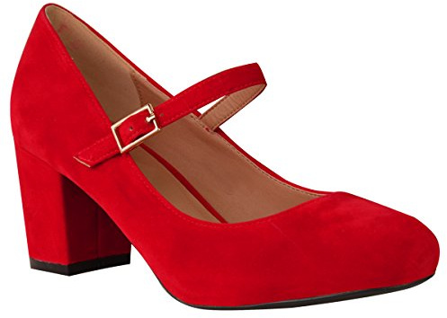 Womens Ladies Mid Block Heel Office Mary Jane Work Formal Strap Dolly Shoes Size