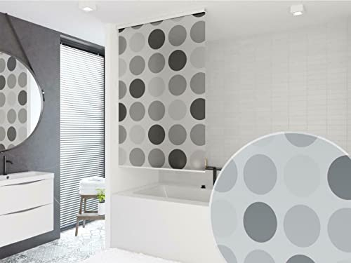 HALB-KASSETTEN DUSCHROLLO 180 cm EXTRA BREIT MODELL RETRO DUSCHVORHANG GRAU WEISS ANTHRAZIT! SHOWER ROLLO CURTAIN!