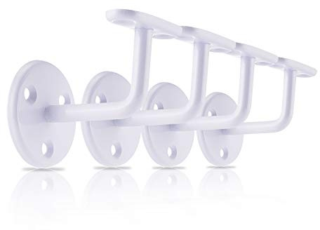 XFORT Set of 4 White Handrail Brackets, Banister Brackets for Stair Banister Handrail.