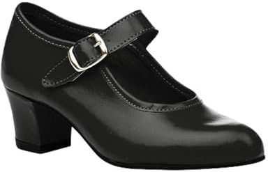 Zapatos Flamenca Para Niña y Mujer, Mod. 302, Calzado Made In Spain (39, Negro)