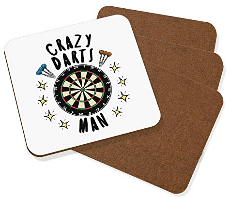 Gift Base Verrückt Darts Mann Sterne Untersetzer Getränke-unterlage 4er Set