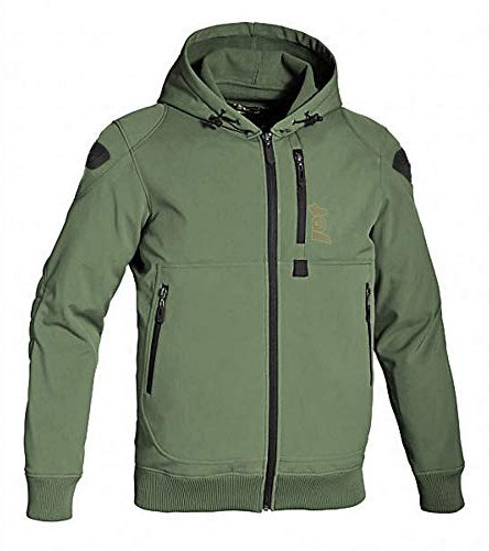 Jet Blouson Veste Moto Homme à Capuche Soft Shell blindé (Olive Verte, M (EU 48-50))