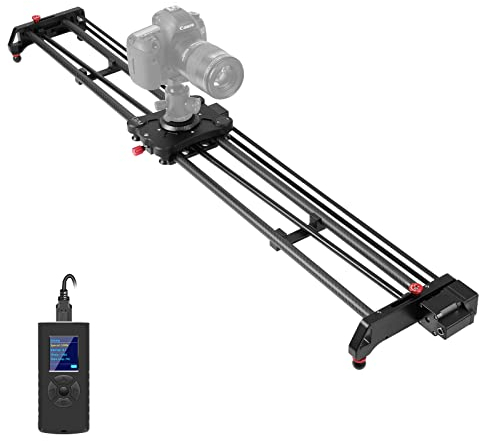 GVM Camera Slider Motorized, 120cm Carbon Fiber Video Slider Track Dolly, Photography Camera Stabilizer Rail with Time Lapse Tracking 120 Degree Panoramic Shooting for DSRL Photography Video Shoot