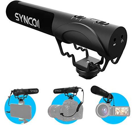 SYNCO Kamera Mikrofon, Richtmikrofon DSLR Shotgun Video Externes Microphone Kondensator Super-Kardioid mit Windschutz 3,5mm TRS/TRRS für Canon Sony Nikon Panasonic, Smartphone Handy Camcorder Mic-M3