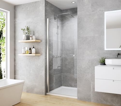 Heilmetz® Schwingtür Duschtür Duschkabine,90 x 185 cm Nischentür Dusche Duschtür Duschwand Glas mit Wandprofil, Sicherheitsglas Rahmenlos Duschabtrennung aus 6mm ESG mit Beidseitiger Nano Beschichtung