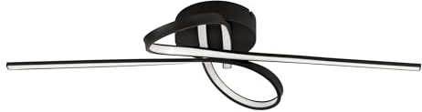 EGLO LED Deckenleuchte Selvina 1, 2 flammige Deckenlampe, Wohnzimmerlampe | Küchenlampe aus Aluminium, Stahl in Schwarz und Kunststoff in Weiß, Flurlampe Decke warmweiß, L 69 cm