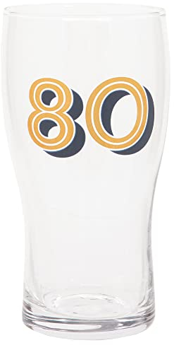 Bicchiere da pinta di birra per il 80° compleanno, oro e blu scuro - 570 ml/1 pinta
