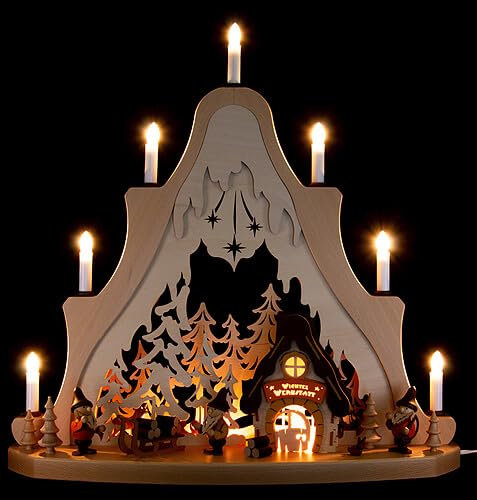 Zeidler Holzkunst Lichterspitze Wichtel - 53x50 cm Wandkunst