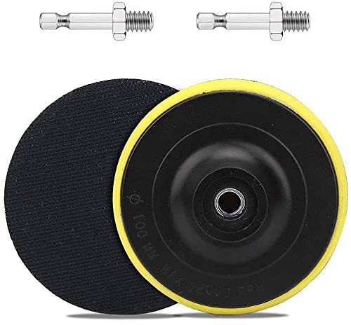 SI FANG 2 almohadillas de respaldo de gancho y bucle de 100 mm con adaptador de taladro de rosca M10, almohadilla de pulido de gancho y bucle para discos de lijado, placas de respaldo de goma para