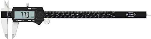 STEINLE 1321 Digital Messschieber 200 mm mit Feststellschraube, Ablesung: 0,01 mm Tiefenmaß eckig