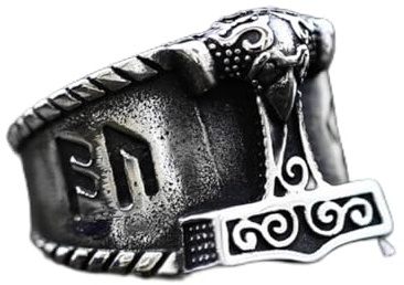 HCMA Son of Odin Thors Hammer Biker Ring Wikinger Männer Mjolnir Edelstahl Rune Amulett Ringe Rock Hip-Hop Lokomotive Nordischen Schmuck Geschenk