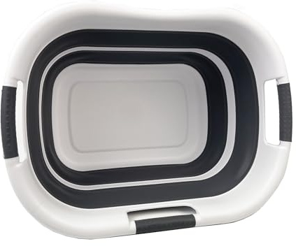 SAMMART Wäschekorb, faltbar, Kunststoff, 30 l, faltbar, Pop-Up-Aufbewahrungsbehälter/Organizer – tragbare Waschwanne – platzsparender Wäschekorb (1, Grau/Schiefergrau)