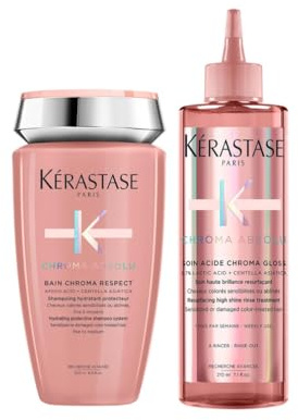 Kérastase, Chroma Absolu, Pflegeroutine mit Shampoo und Hochglanzpflege, Für strapaziertes oder geschädigtes und coloriertes Haar