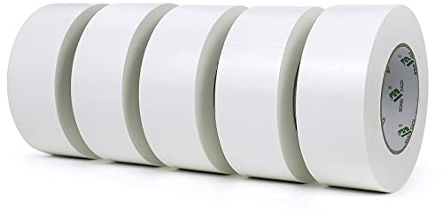 BOMEI PACK Universal - Ruban Adhésif Toilé Blanc, Heavy Duty Duct Tape 5 rouleaux 50 mm x 50 m pour les travaux de réparation, fixation, de scellage, d'étiquetage et de rénovation