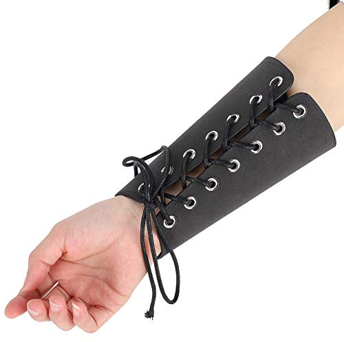 Guantes Medievales de Cuero para Tiro con Arco, Brazales de Guardabrazos Negros, Estilo Vikingo, para Caza y Renacimiento, para Mujeres y Hombres