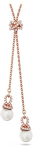 Swarovski Pendente a Y Originally, Crystal Pearl, Bianco, Placcato color oro rosa