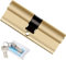 Cilindro de seguridad,Cerradura para puertas ,Bombín de doble embrague , Antitaladro ,Incluye 8 llaves , Dorado , Medidas: 65 (32.5-32.5 mm)