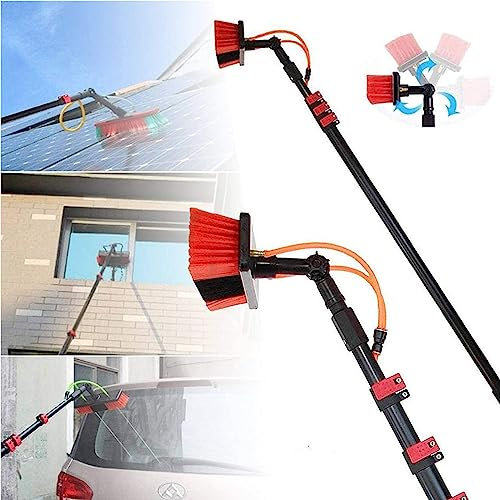 RayGenius 30FT Fensterputzstange, Teleskopstange FüR Die Fensterreinigung, Ausziehbar FüR Die Reinigung Von WintergartendäChern (12m).,35cmbrushhead-5.4M/18FT