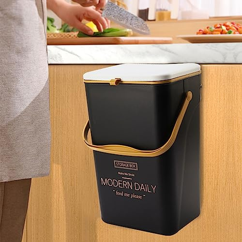 OKESYO Komposteimer für Küche, Hängender Kleiner Mülleimer mit Deckel & Griff, 7L/12L Biomülleimer, Hängender Mülleimer Küche für Alltäglichen Biomüll in der Küche, Geruchsdicht & Abwaschbar