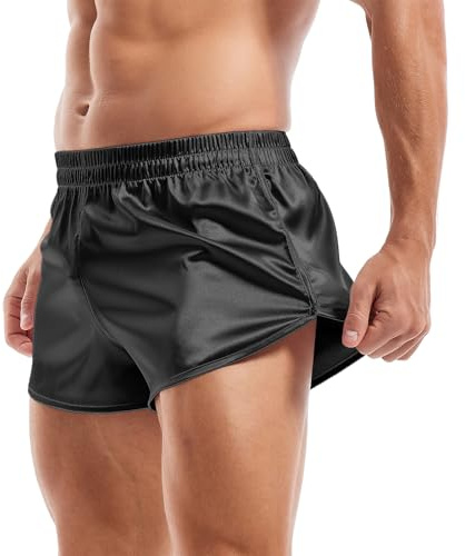 Amy Coulee satinboxershorts för män, korta pyjamasbyxor