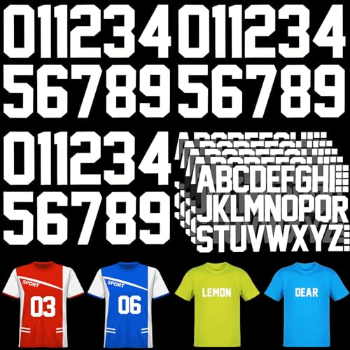 208 Stück Buchstaben und Zahlen zum Aufbügeln, Kleidung, Wärmeübertragung, Jersey-Zahlen 5,1 cm, weiße Vinyl-Buchstaben A-Z, Aufkleber