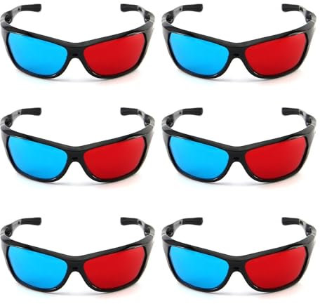 RmKbe 6pcs 3D Movie Gaming Glasses Red-Blue 3D Glasses 3D Vision Glasses Anaglyph 3D Glasses for Home Cinema Game