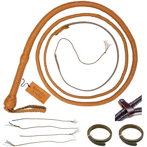 Bantoro Crafts Frusta in Pelle di Canguro Bullwhip16 Trecce Fili Pelle Intrecciata Robusta Pancia a Frusta e Imbottitura Interna in Pelle Frusta Che schiocca Forte (24 Piedi (7,3 Metri))