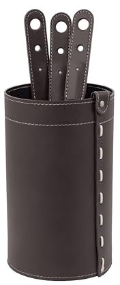 LIMAC Design BATLY - Juego de utensilios de chimenea de 3 piezas con bolsa de cuero, accesorios para chimenea, Limac Design®, color marrón oscuro