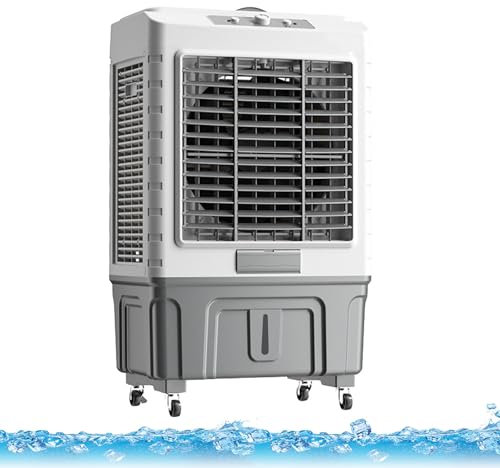 Enfriador de Aire Grande, Cxlly Aire Acondicionado Para Exteriores, Aire Acondicionado PortáTil, Ventilador De RefrigeracióN Con Tanque De Agua De 12 Galones, 4 Ruedas Universales De 360°(Size:95cm/37