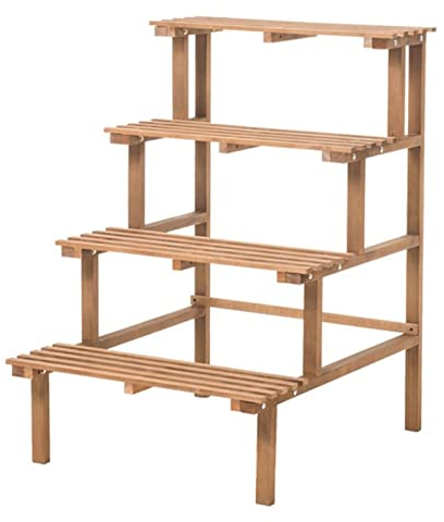 DDNGEJ Upgrade Blumenständerhalter Balkon Massivholz Rechteckiges Pflanzenregal Mehrschichtiges Retro-Blumenregal Leiter Bodentyp Blumentopfregal Pflanzenständer