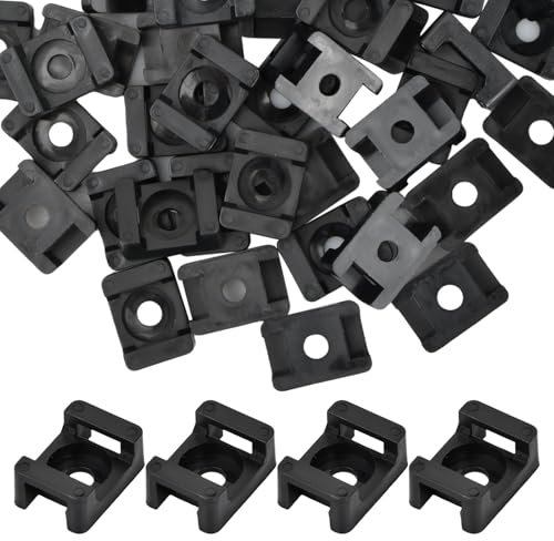 Attache de Câble Supports, Embases à Visser, Lot de 150 Bases, 22.6mmx15.9mm Type Selle Support de Base de Câble, Colliers de Serrage en Nylon, pour Les Câbles, Les Fils, La Maison, Noir
