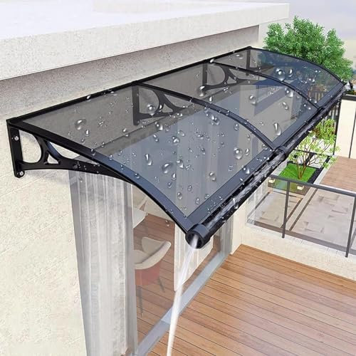 Auvent de terrasse extérieur en aluminium pour porte d'entrée, gris, feuille de polycarbonate de 203,4 cm, fenêtres d'abris tempête, fenêtres d'abris tempête, auvents de maison en métal durable pour