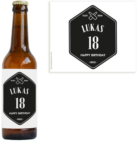 Mimi und Anton 18. Geburtstag Geschenk | 10x Bierflaschen Etikett personalisiert | Bieretikett selber gestalten Geburtstag | zum Geburtstag im coolen hipster Design