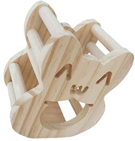 WOONEKY Holz Futterspender Für Kleintiere Abnehmbarer Grasroller Für Kaninchen Meerschweinchen Und Chinchillas Schützender Heuraufe Halter Für Draußen Und Käfig Langlebig Und Platzsparend