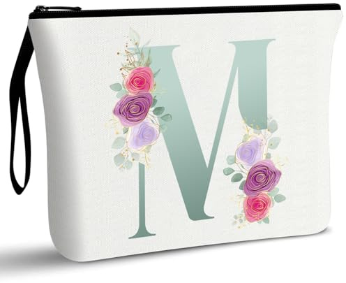 A-Z Personalisierte Kosmetiktasche|Geschenke für sie|Canvas Make-up-Taschen |Geschenk für Frauen|Geschenke für Mädchen|Geburtstagsgeschenke für Frauen (M)