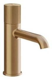 Gessi Habito - Miscelatore monopulsante per lavabo, con beccuccio, senza scarico, beccuccio 131 mm, RIGATO, 70502, colore: bronzo caldo spazzolato PVD