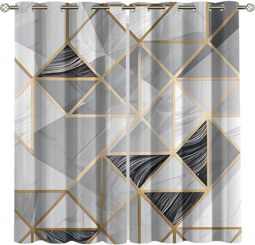 Vorhang Kinderzimmer Bunte Abstrakte Geometrie Kinder Vorhänge Mit Ösen Polyester Gardinen Thermovorhang Blickdicht Ösenschal Kindergardinen 150X166 cm (B + H) Für Wohnzimmer,2Er Set-347559301
