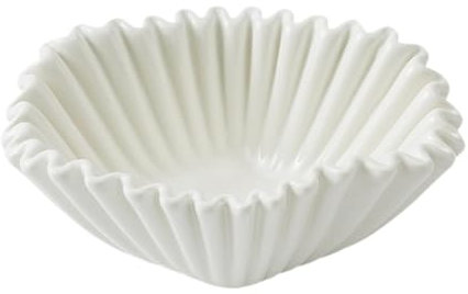 MagiDeal Cuenco Decorativo de cerámica para Servir, Cuenco Multiusos para Llaves, ensaladera, Cuenco de para Cocina, centros de Mesa, Entrada, Blanco Brillante