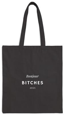 Generisch Baumwolltasche Jutebeutel mit Aufdruck Bonjour Bitches. 100% Organische Baumwolle - fairtrade (schwarz)