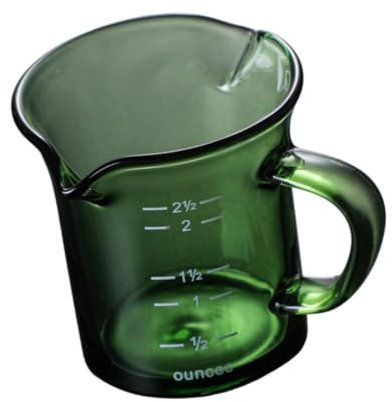 LeeQinersw Coppa di Misurazione in Vetro Espresso da 70 Ml con Bocca a V per caffè E Cottura, Verde