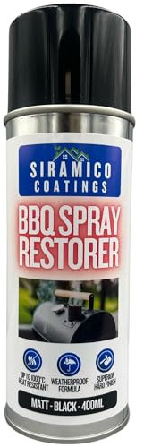 All in One Primerless BBQ, Firepit & Smoker Spray Paint Restorer | High Temperature Paint Formula up to 1000°C | Matt Black, Red or White | 400ml (1, Matt Black)