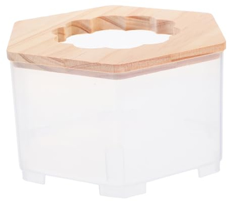 Milisten Contenitore per Bagno per Criceti e Cincillà Doppia Funzionalità, Facile Manutenzione, Design Compatto in ABS e Legno, per Bagno di Granuli e Lettiera