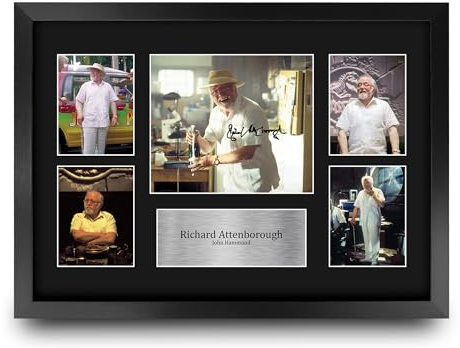 HWC Trading Richard Attenborough Jurassic Park Geschenke Geducktes Signiertes Autogramm Fotodisplay für Fans von Film Memorabilien - A3 Gerahmt